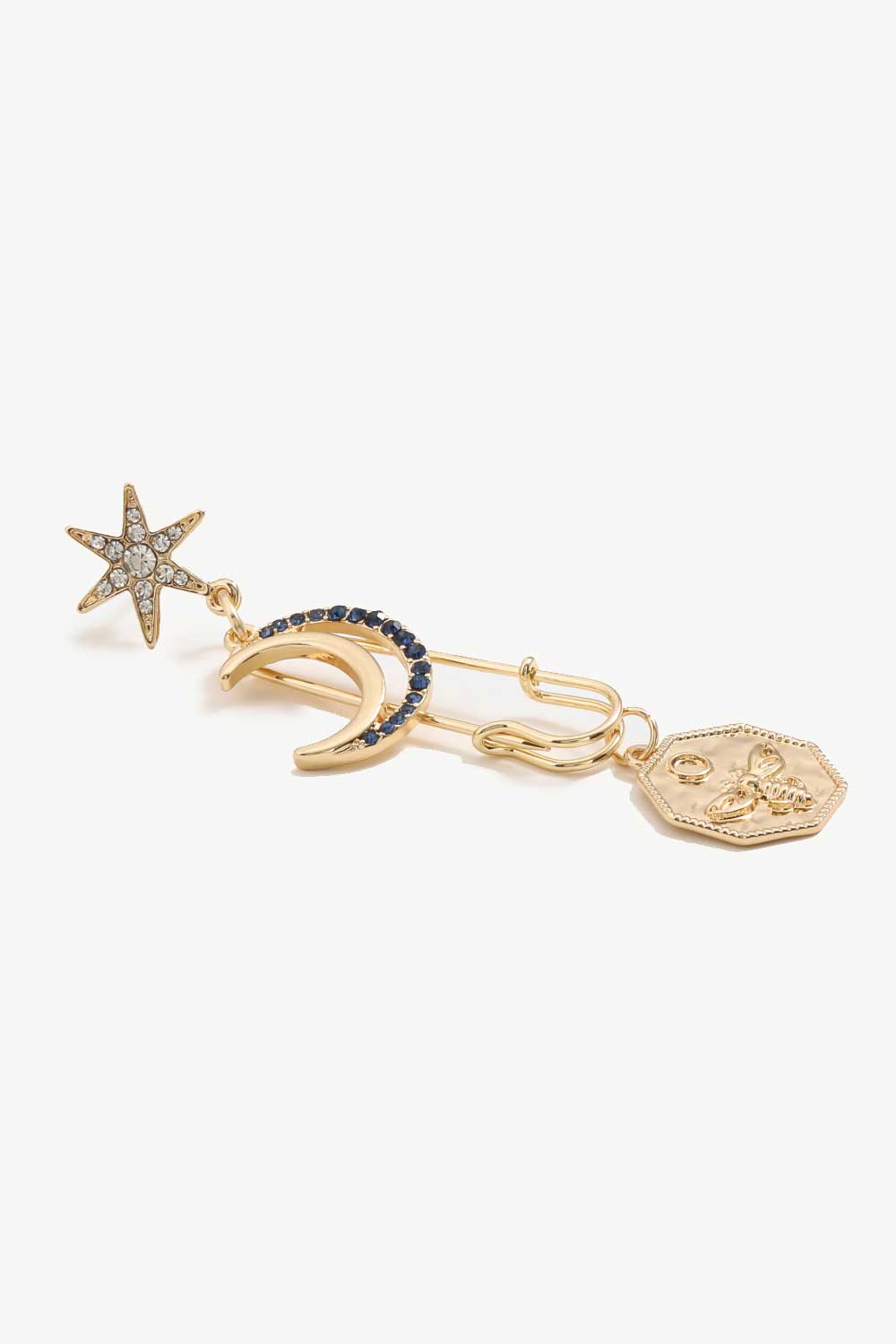 Women's Inlaid Rhinestone Moon and Star Drop Earrings