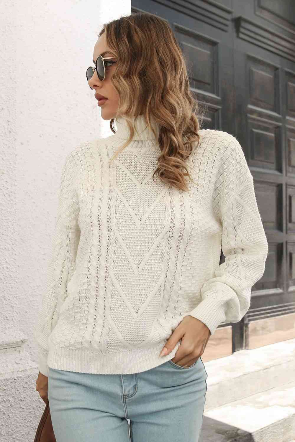 KnittedEmporium Cable-Knit Turtleneck Sweater