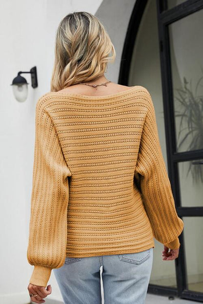 CozyWonders Boat Neck Batwing Sleeve Sweater