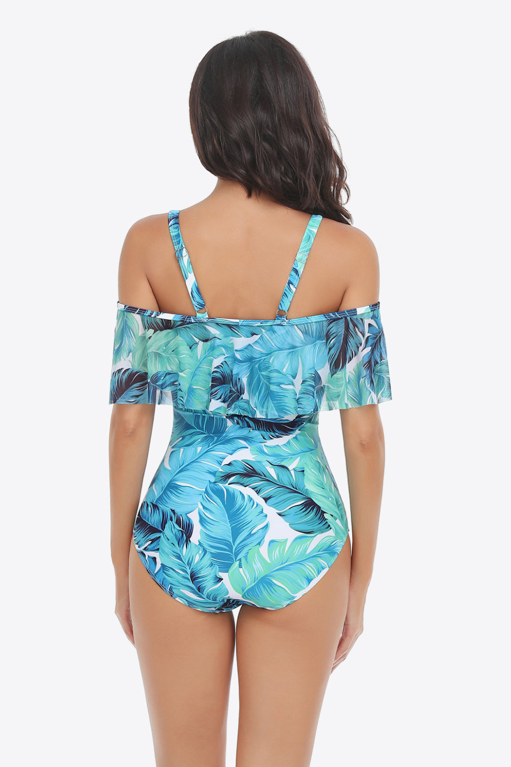 Women's Botanical Print Cold-Shoulder Layered One-Piece Swimsuit