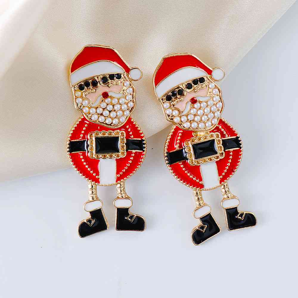 Christmas Rhinestone Alloy Santa Earrings