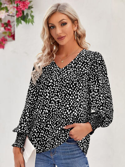 Women's BeautyEve Printed V-Neck Lantern Sleeve Blouse