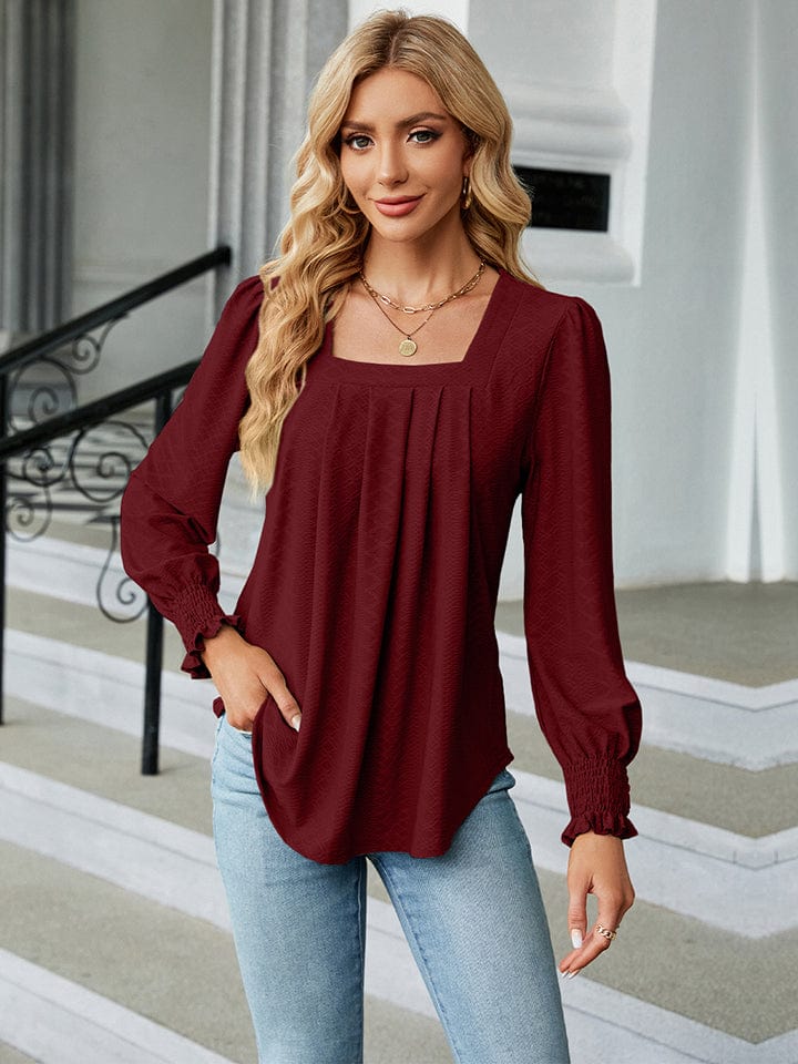 Full Size Square Neck Puff Sleeve Blouse