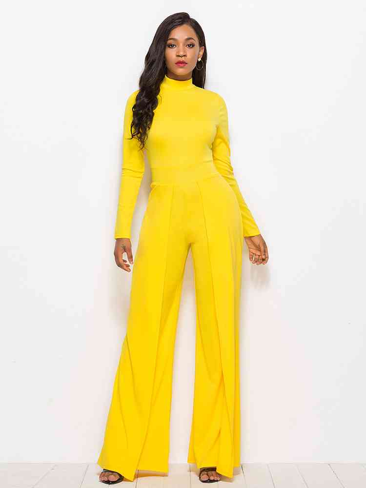 SavannahJayJumpers Long Sleeve Mock Neck Wide Leg Jumpsuit