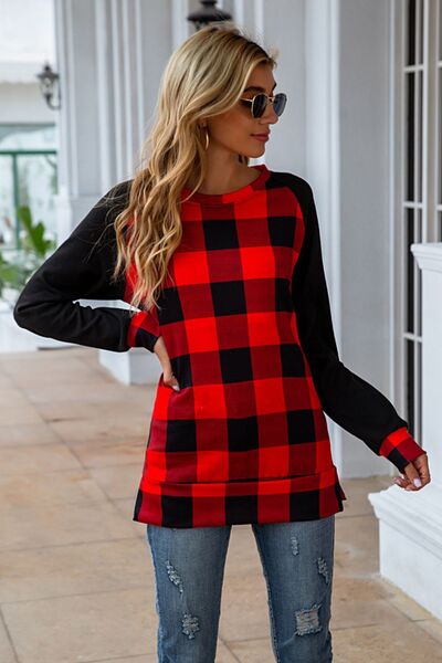 Women's Jasira Plaid Round Neck Long Sleeve T-Shirt