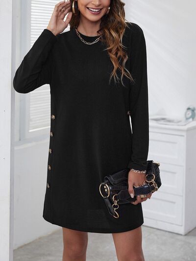 Women's Candida Decorative Button Round Neck Dress