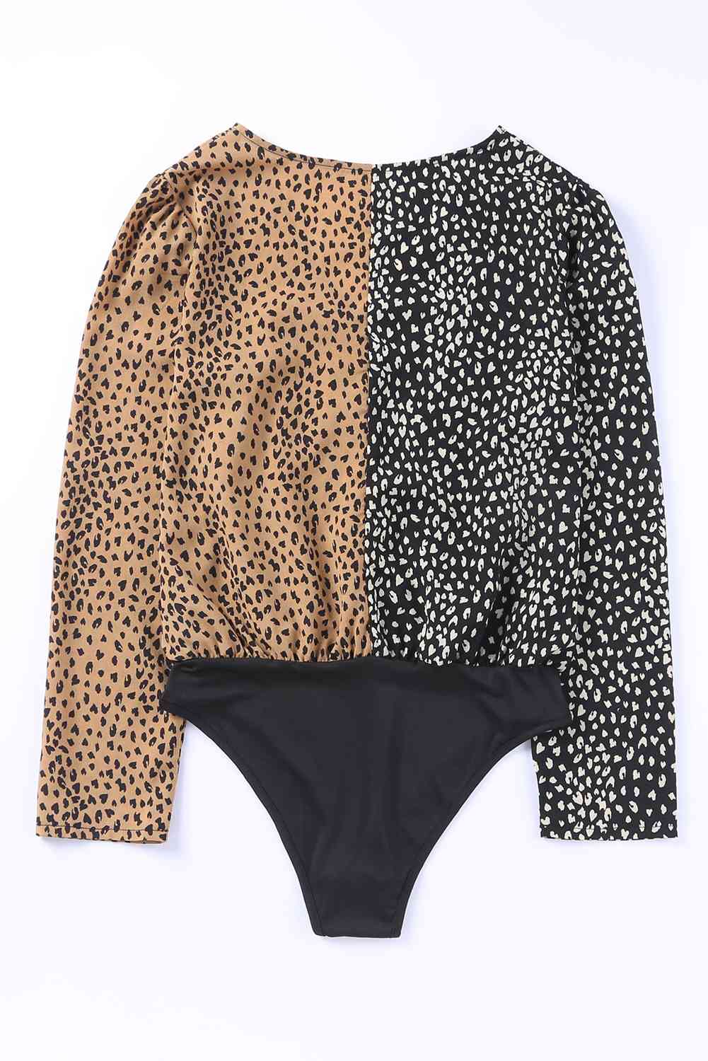 Leopard Surplice Neck Long Sleeve Bodysuit