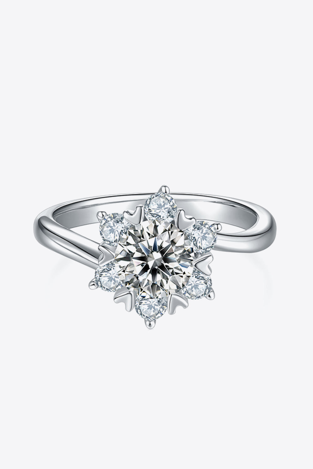 Women's 1 Carat Moissanite 925 Sterling Silver Cluster Ring