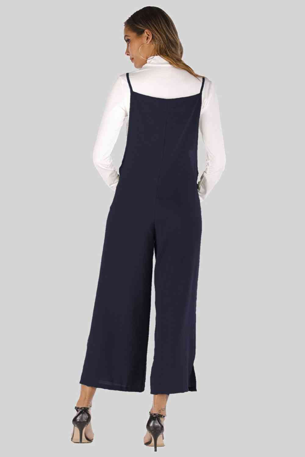 Full Size CoverTheBasics Cropped Wide Leg Overalls with Pockets