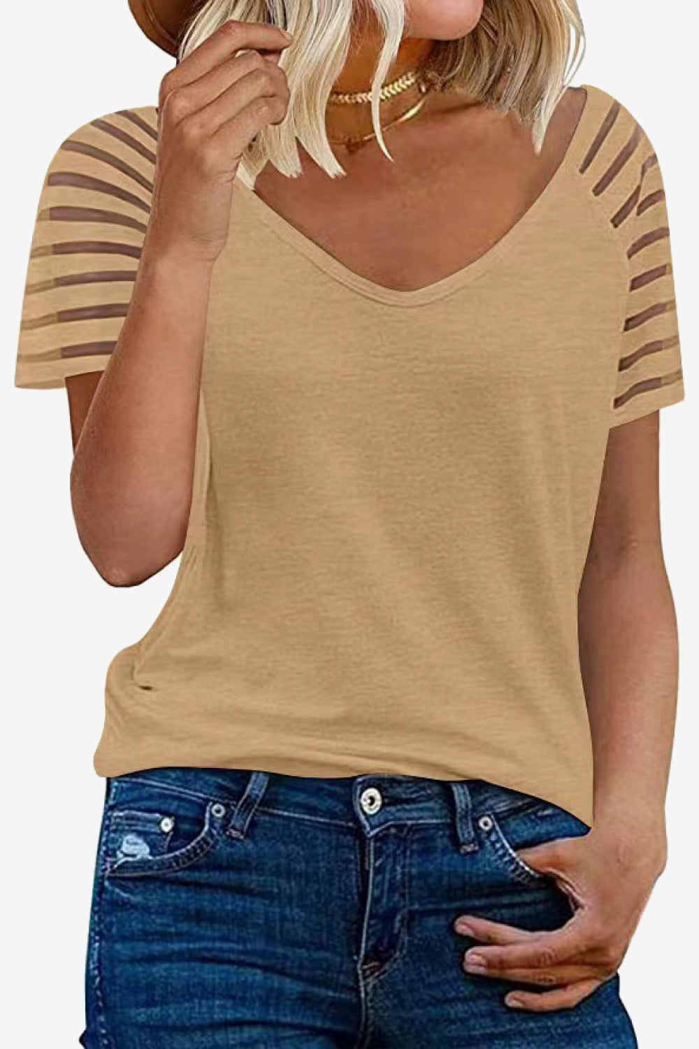 Full Size V-Neck Raglan Sleeve Tee