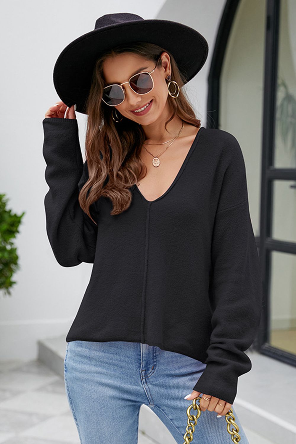 M&Matilda V-Neck Center Seam Sweater