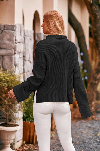 Mock Neck Drop Shoulder Sweater