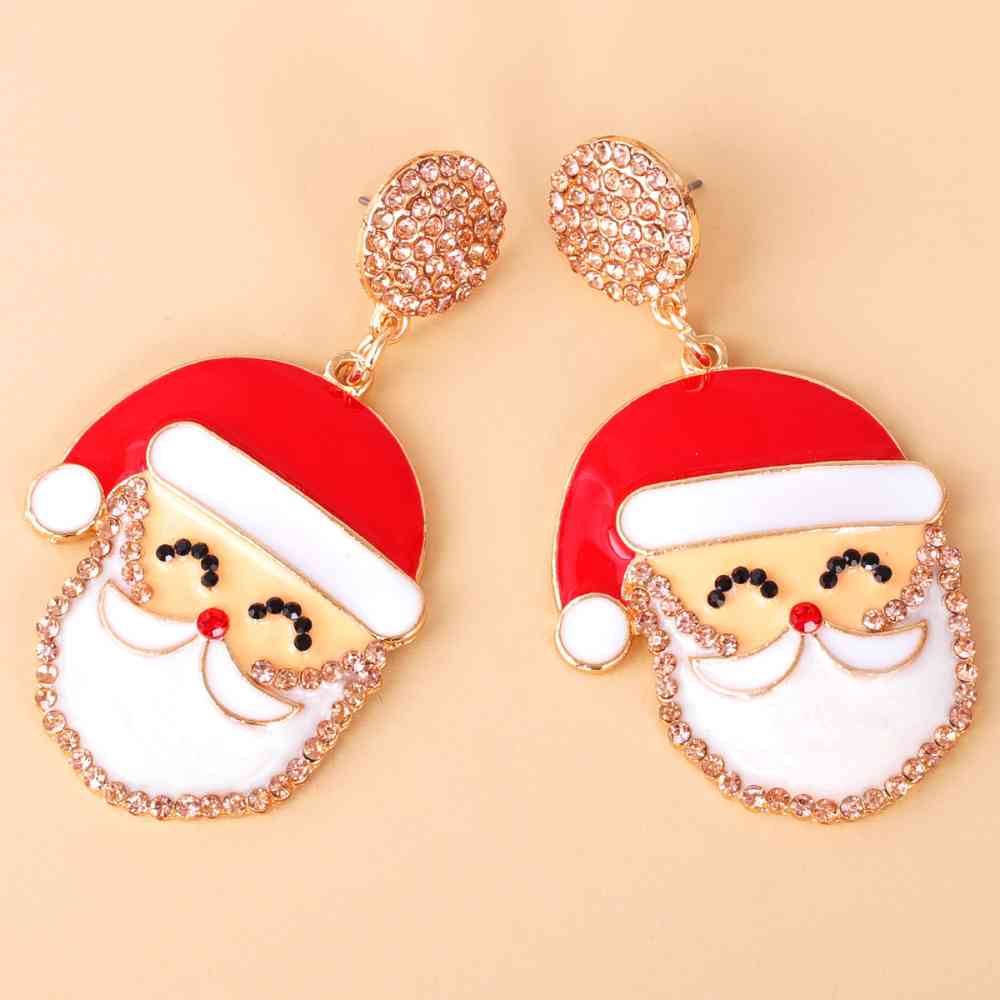 Christmas Rhinestone Alloy Santa Earrings