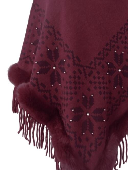 BeautifulMe Fringe Geometric Cape Sleeve Poncho