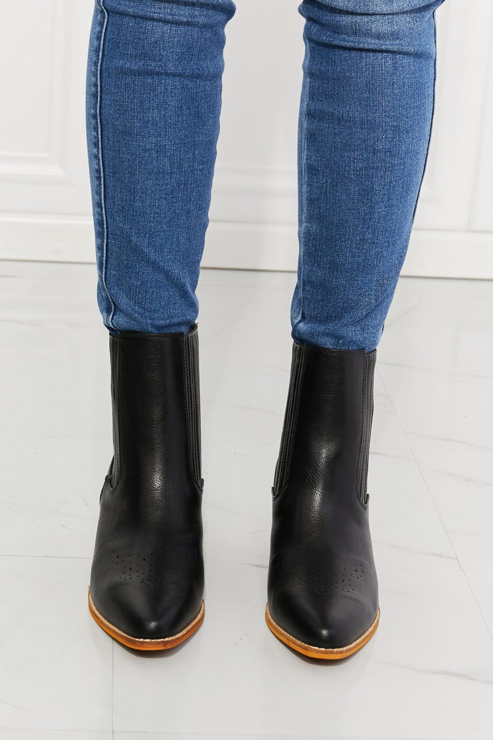 Women's MMShoes Love the Journey Stacked Heel Chelsea Boot in Black