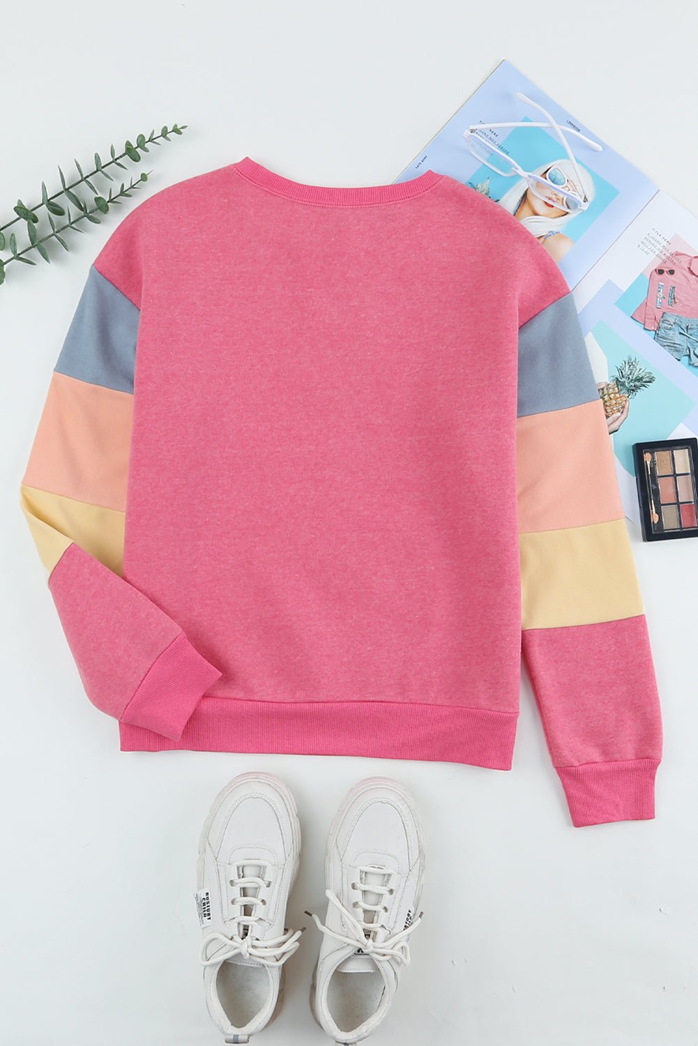 Women's Color Block Ribbed Trim Sweatshirt