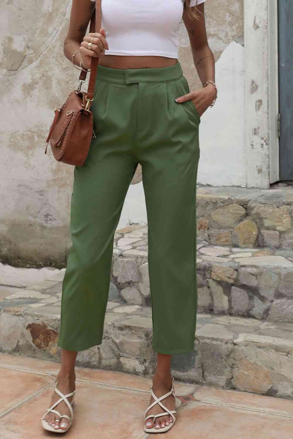 CruzinDrawers Straight Leg Cropped Pants with Pockets