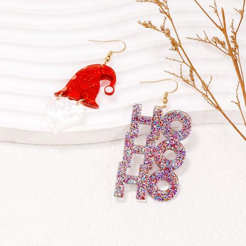 HO HO HO Alloy & Plastic Mismatched Earrings