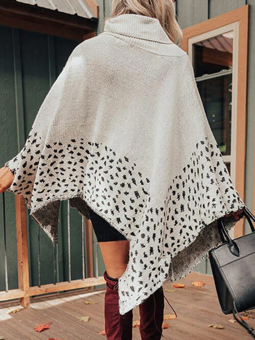 Slightly Basic Leopard Turtleneck Poncho