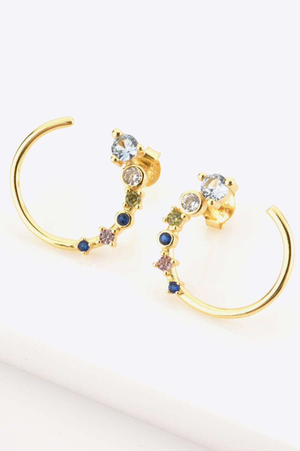 18K Gold-Plated 925 Sterling Silver C-Hoop Earrings