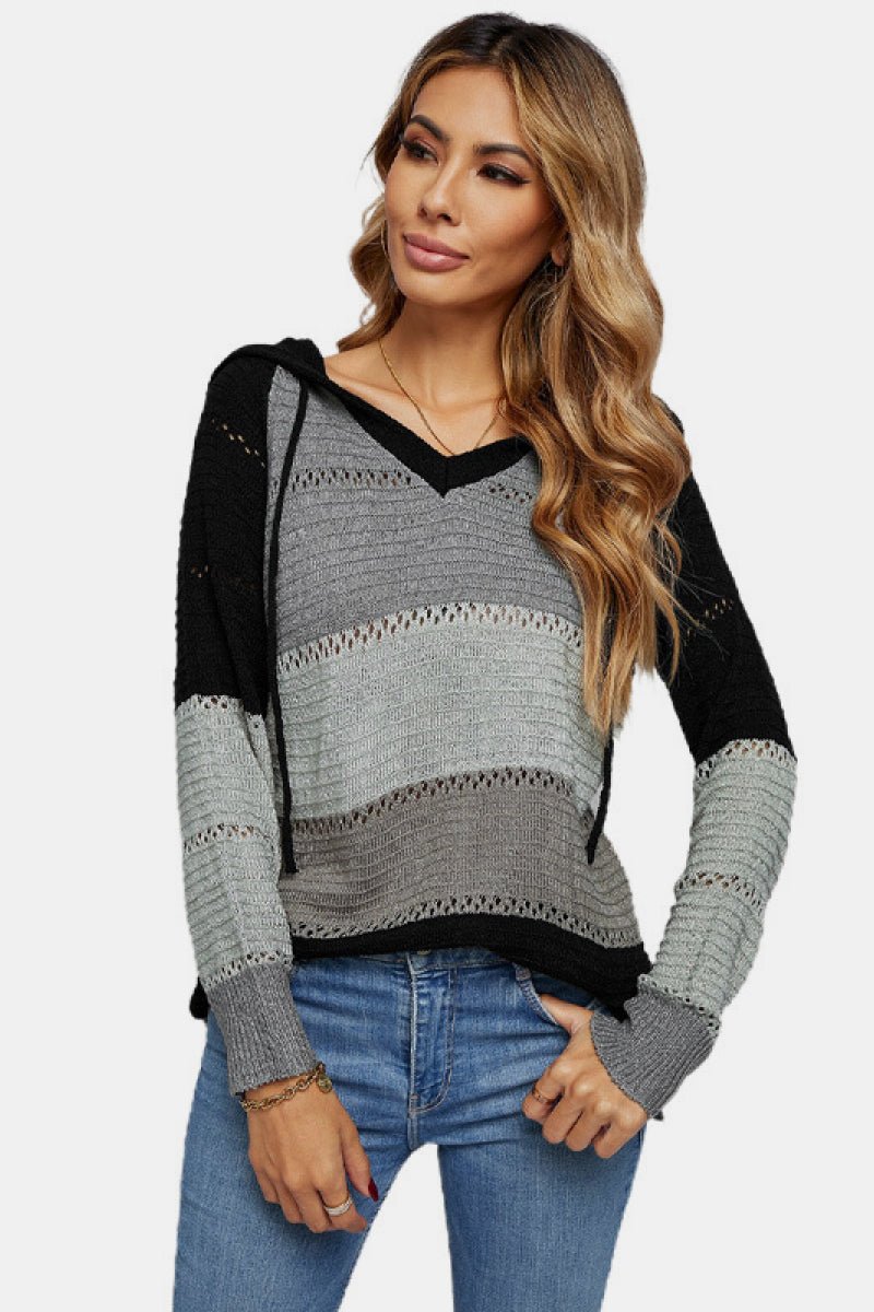 Ryleigh Color Striped Knitted Hoodie