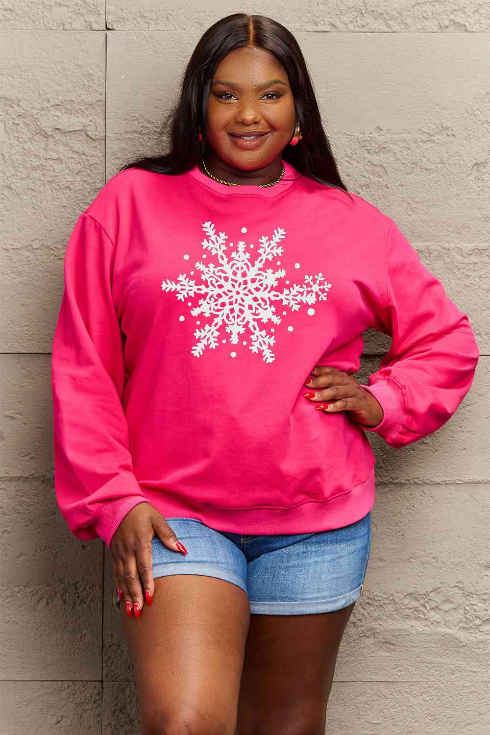 Simply Love Full Size Christmas Snowflake Graphic Sweatshirt