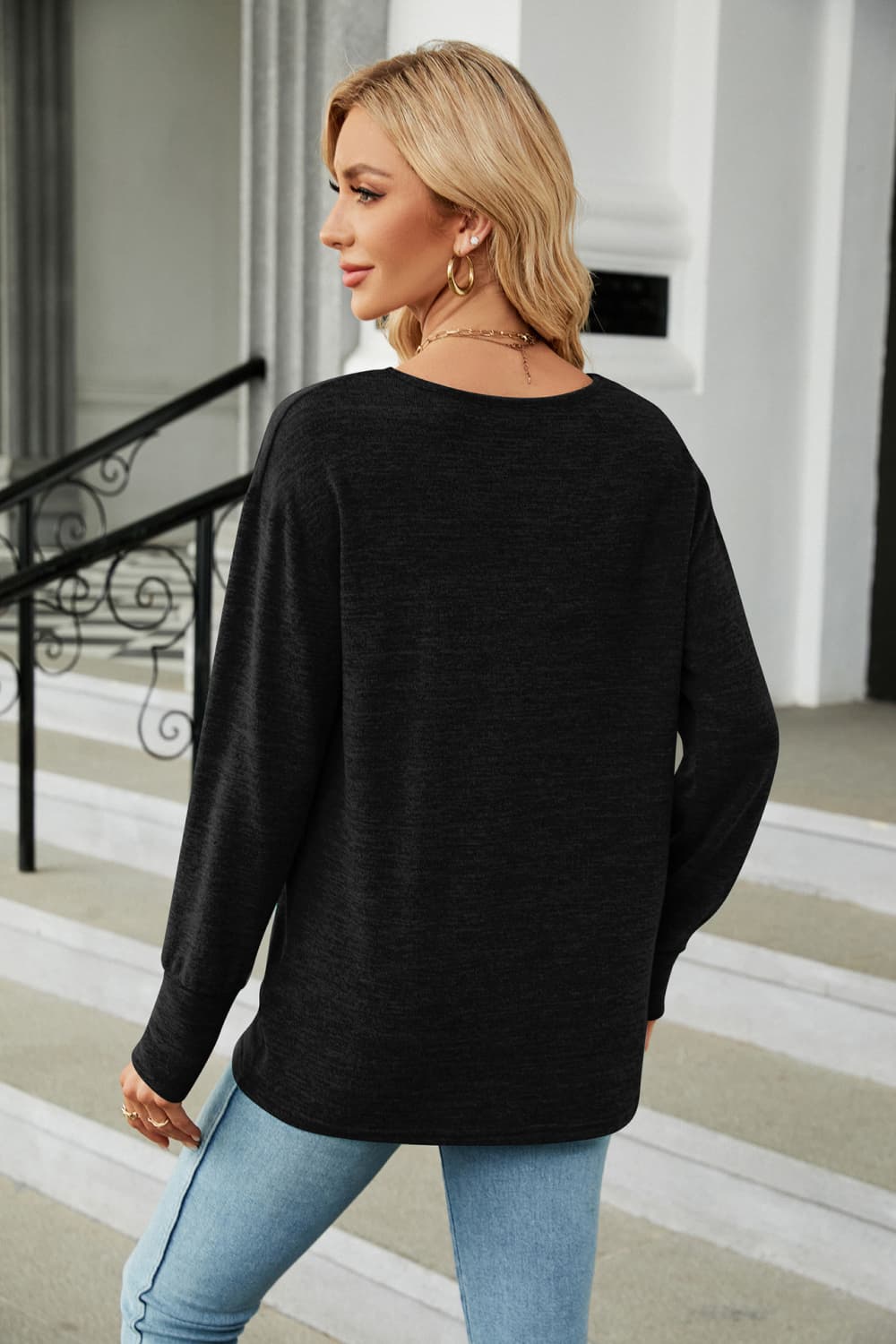 Full Size V-Neck Long Sleeve T-Shirt