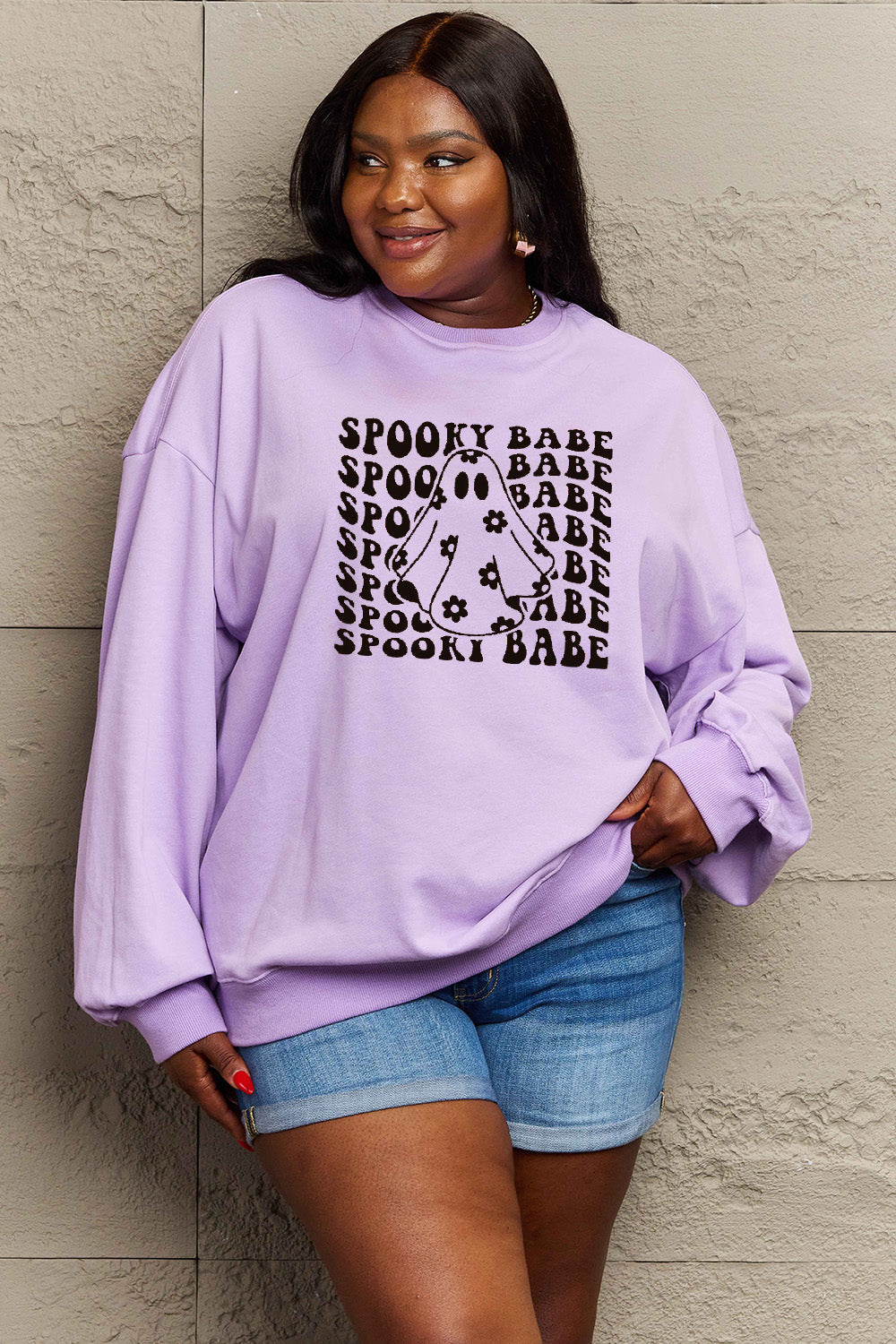 Simply Love Full Size SPOOKY BABE Graphic HALLOWEEN Sweatshirt