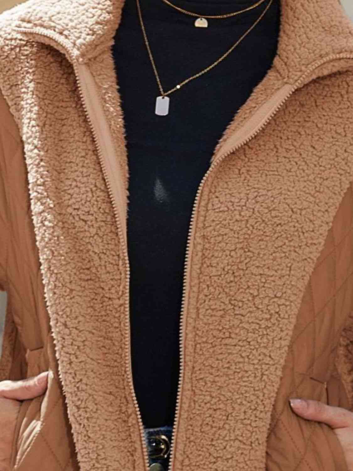 Full Size Zip-Up Collared Neck Jacket