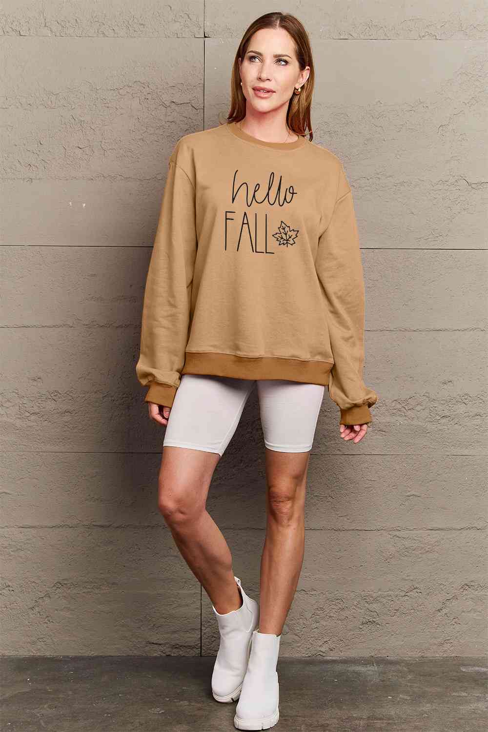 Simply Love SEASONAL Full Size HELLO FALL Graphic Sweatshirt
