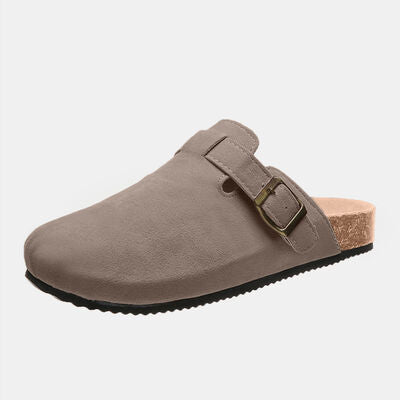 Suede Shoe Closed Toe Buckle Slides