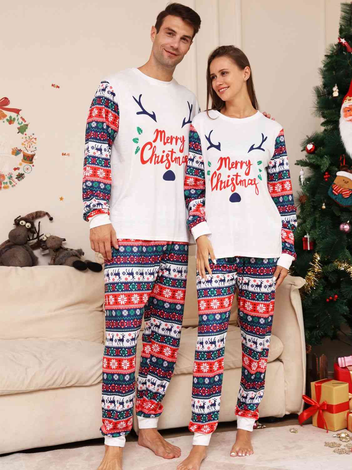 UNISEX Full Size MERRY CHRISTMAS Top and Pants Set