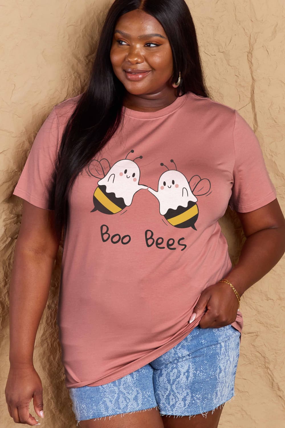 Simply Love Full Size Halloween BOO BEES Graphic Cotton T-Shirt