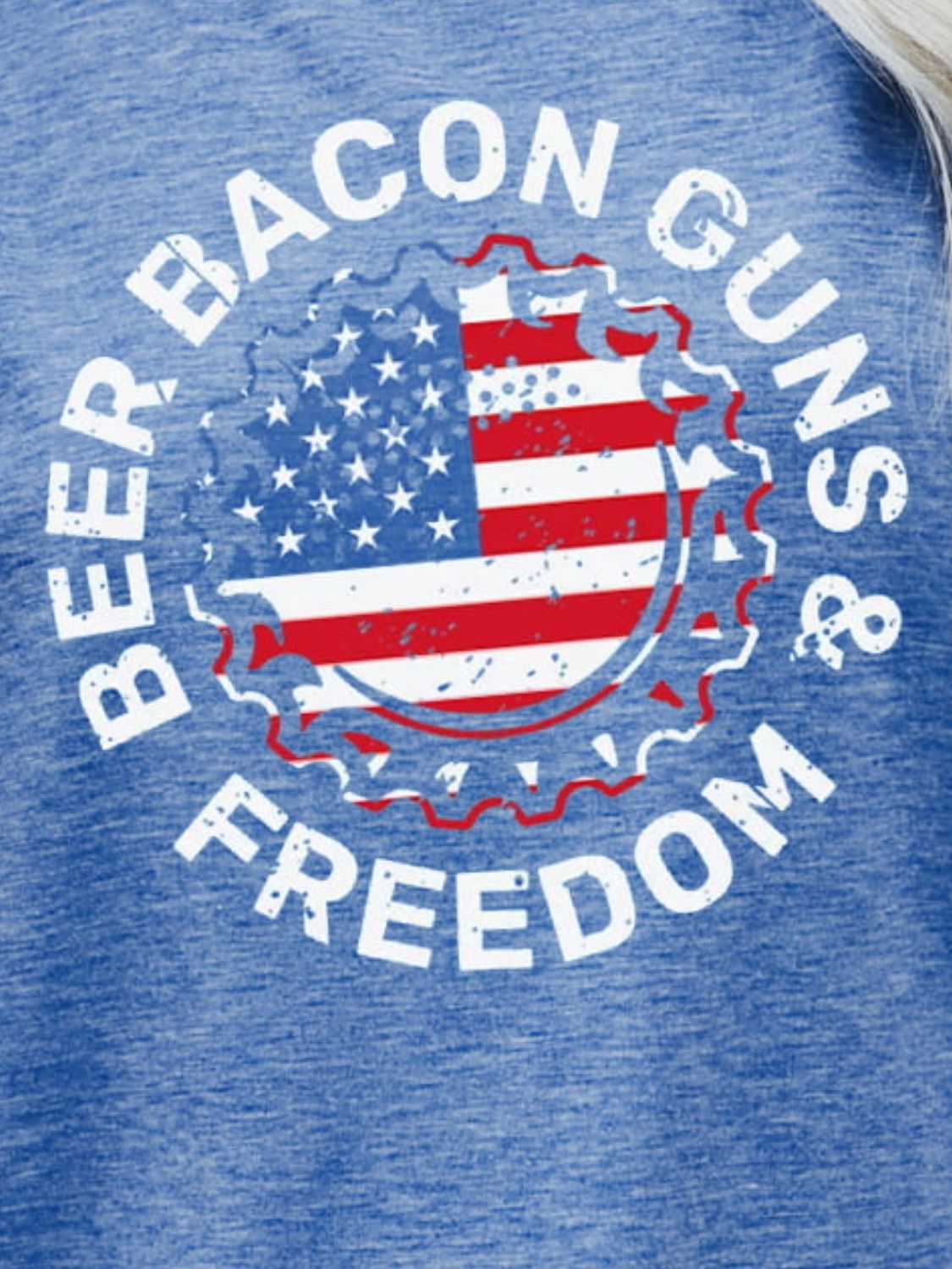 Malibu Dreams BEER BACON GUNS & FREEDOM US Flag Graphic Tee