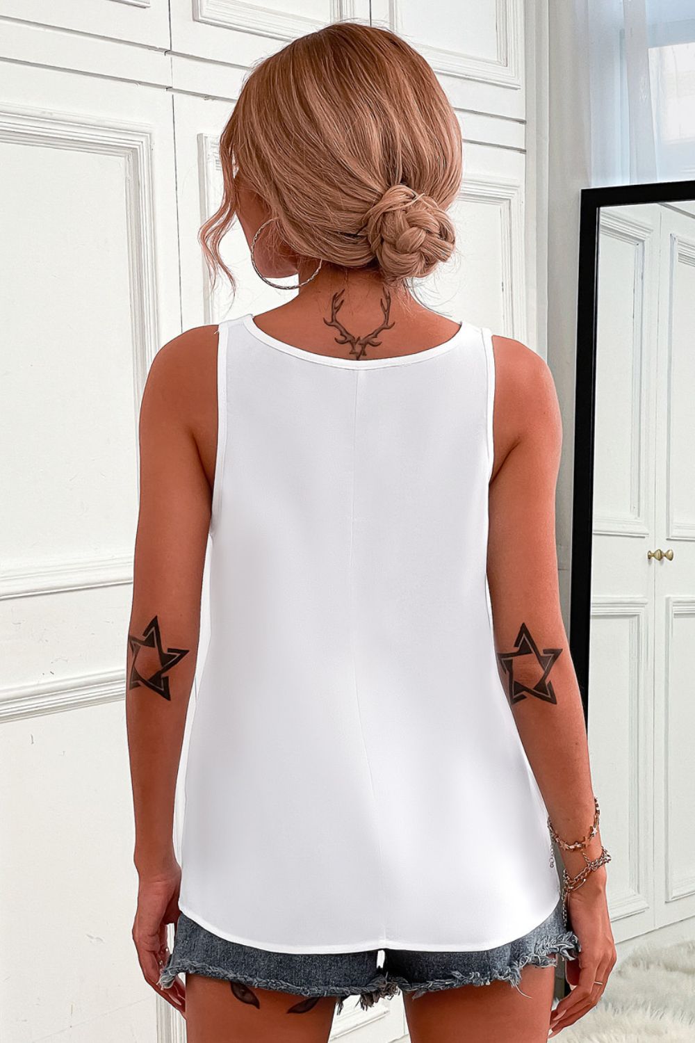 SUMMER VIBES Half-Zip Scoop Neck Tank