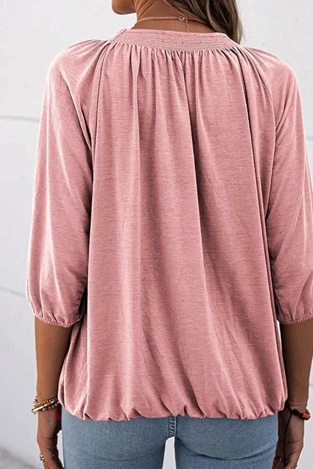 Full Size Gathered Detail Round Neck T-Shirt