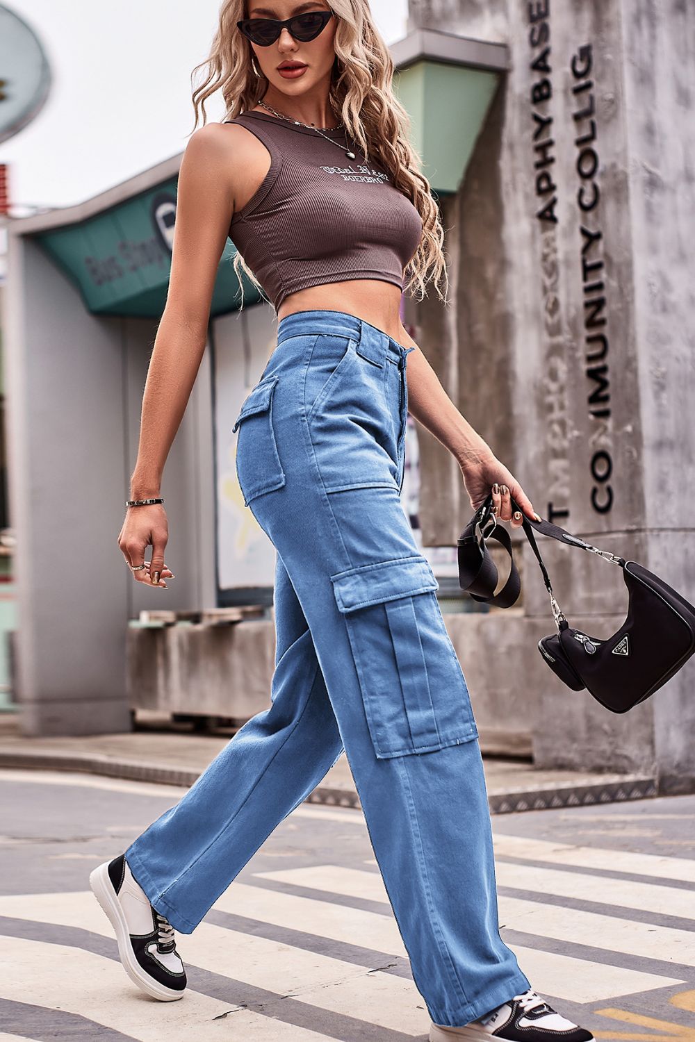 FIT RAGGED DENIM Buttoned High Waist Loose Fit Jeans