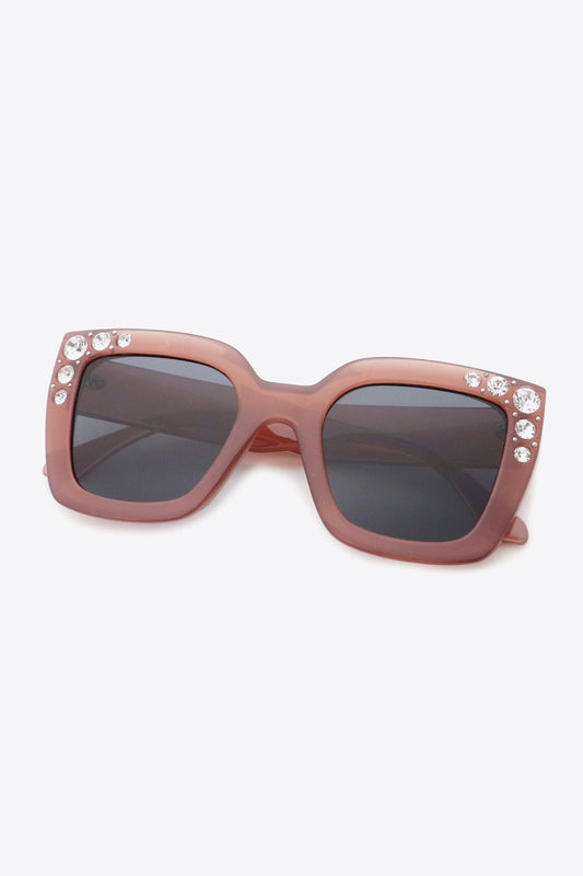 LA RETROVIN Inlaid Rhinestone Polycarbonate Sunglasses