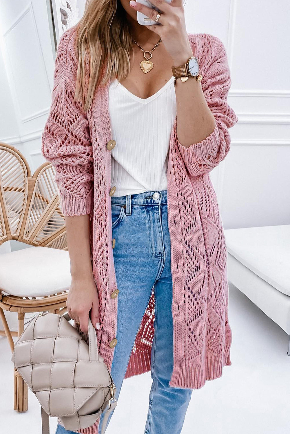 Full Size V-Neck Long Sleeve Cardigan