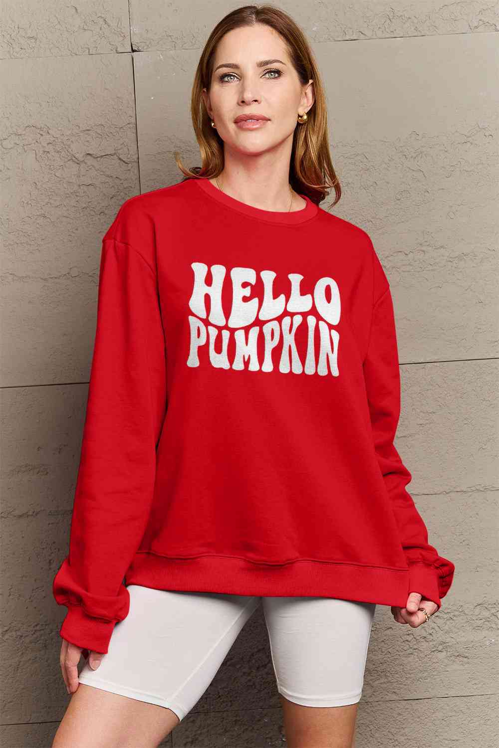 Simply Love SEASONAL Full Size HELLO PUMPKIN Graphic Sweatshirt