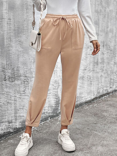 Savannah Lynn Drawstring Straight Pants with Pockets