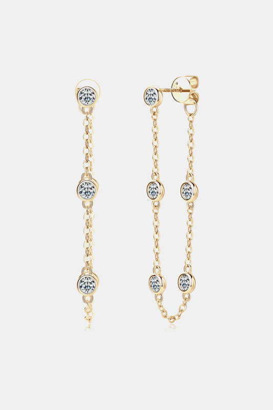 1 Carat Moissanite 925 Sterling Silver Chain Earrings 💜