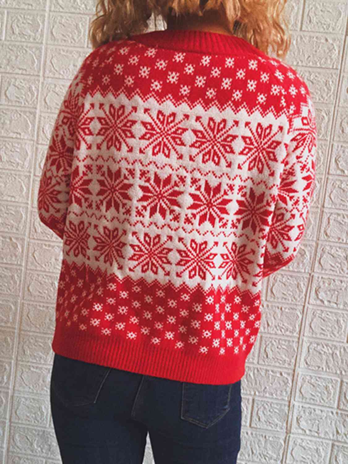 CHRISTMAS Snowflake Pattern Long Sleeve Sweater