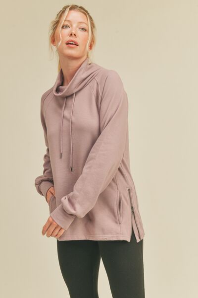 Kimberly C Drawstring Side Zip Lavender Sweatshirt