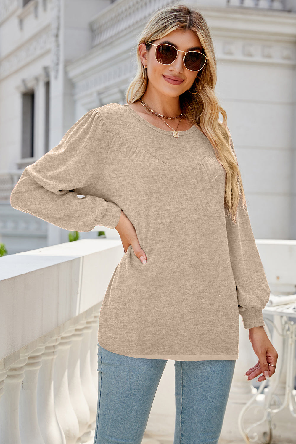 Full Size Round Neck Long Sleeve Top