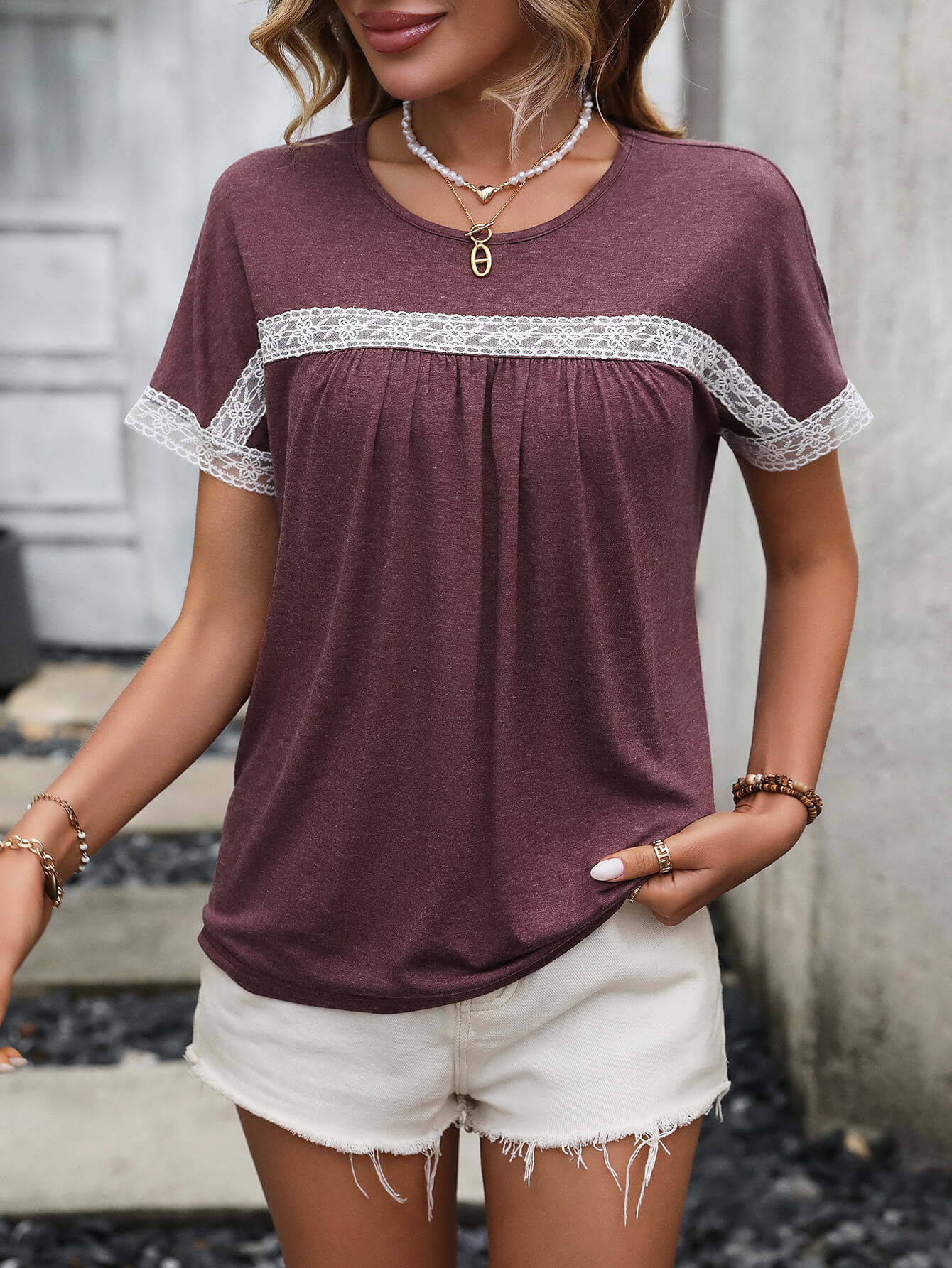 Women's Bryony Contrast Round Neck Short Sleeve Tee