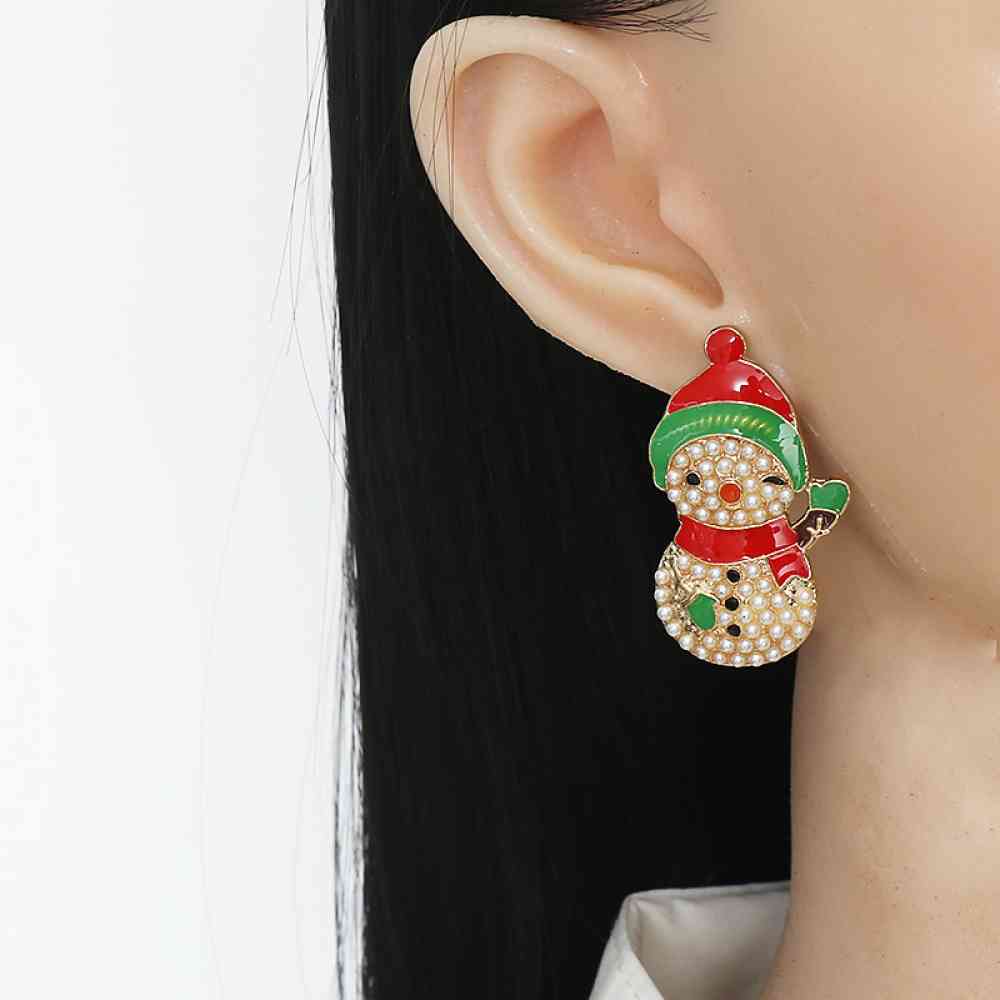 Christmas Snowman Rhinestone Alloy Earrings