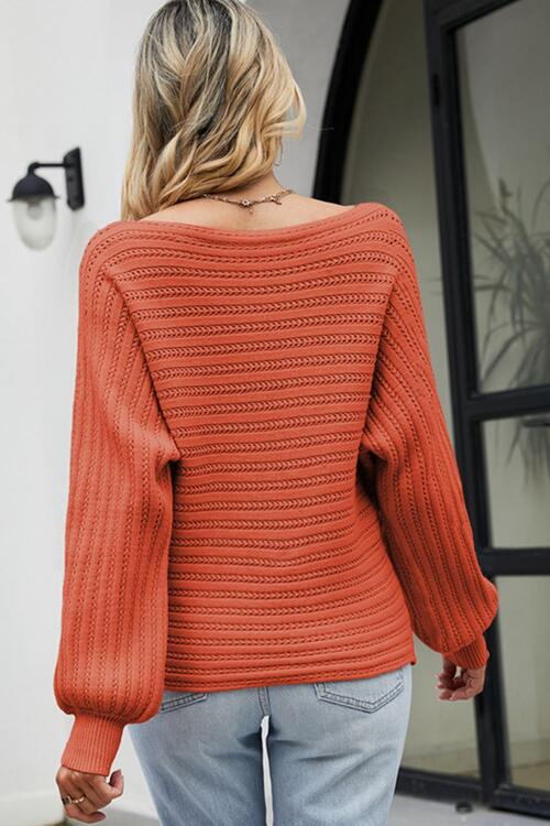 CozyWonders Boat Neck Batwing Sleeve Sweater