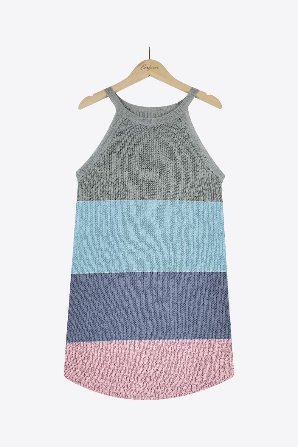 Color Block Round Neck Sleeveless Knit Top 🦋