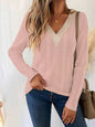 Eyelet V-Neck Dropped Shoulder T-Shirt